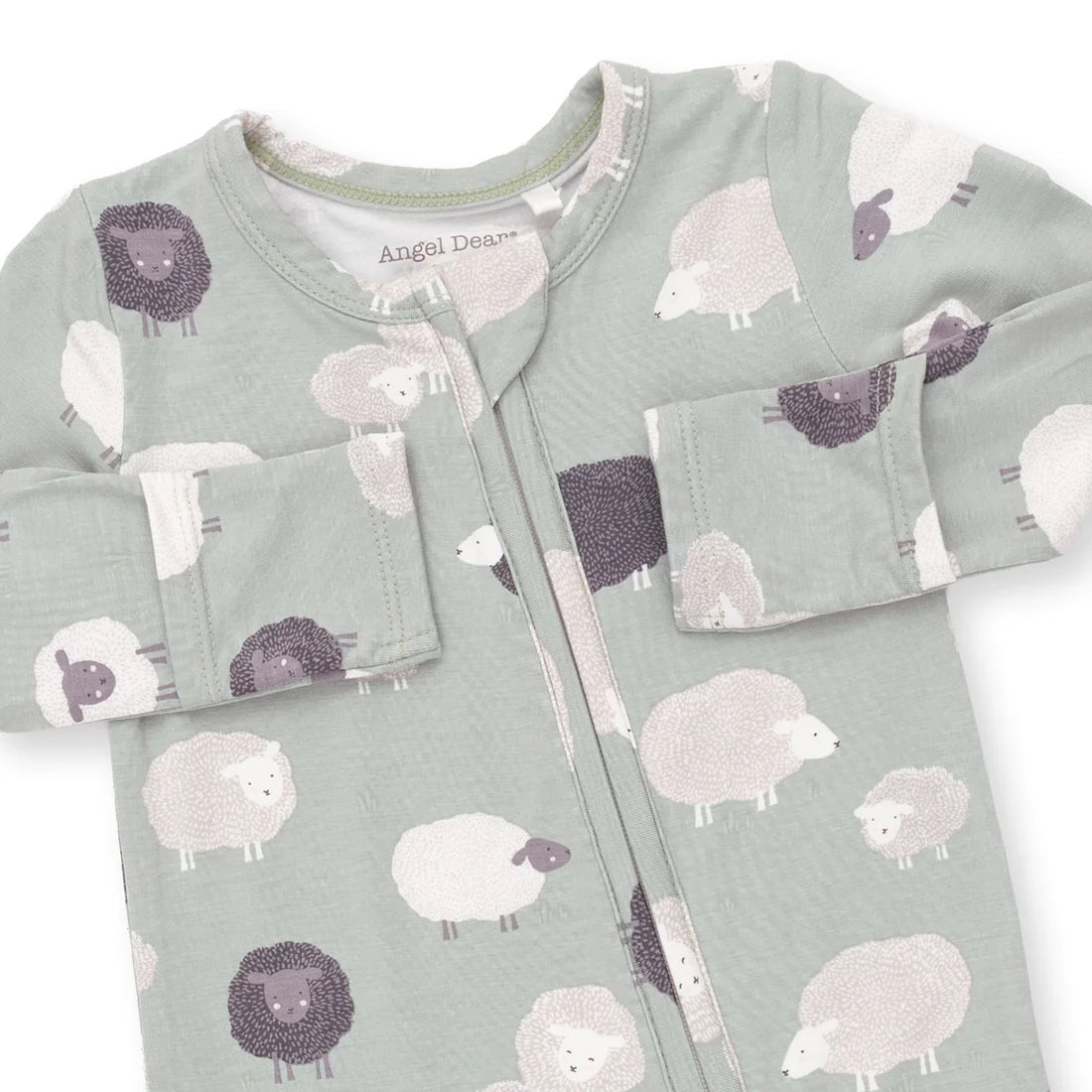 Angel Dear Zipper Footie - Black Sheep - Print Detail