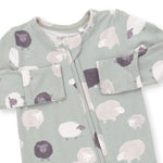 Angel Dear Zipper Footie - Black Sheep - Print Detail