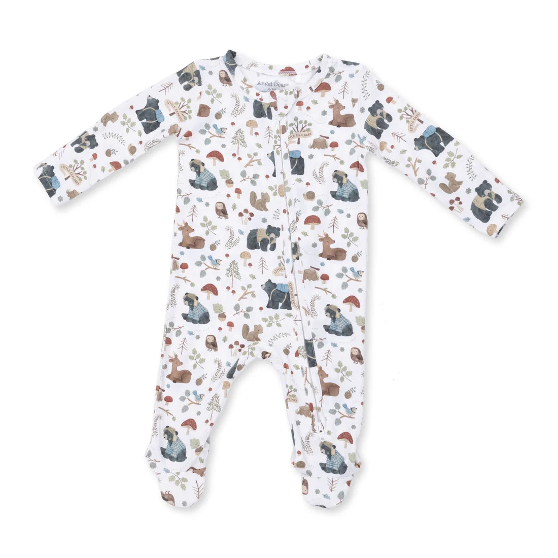 Angel Dear Zipper Footie - Woodland Animals Green