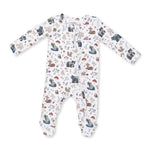 Angel Dear Zipper Footie - Woodland Animals Green