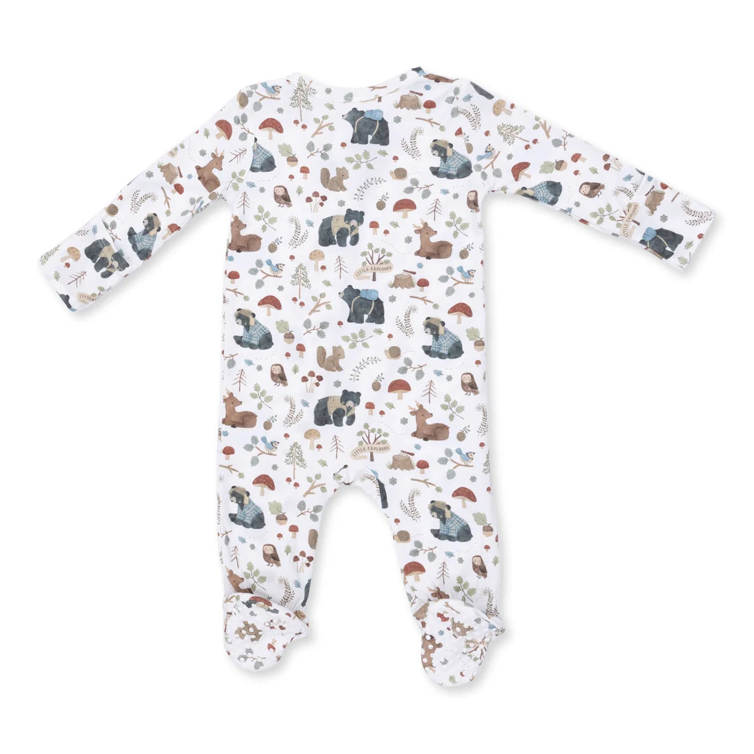 Angel Dear Zipper Footie - Woodland Animals Green - Back View