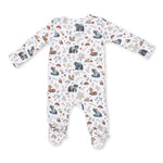 Angel Dear Zipper Footie - Woodland Animals Green - Back View