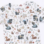 Angel Dear Zipper Footie - Woodland Animals Green Print Detail