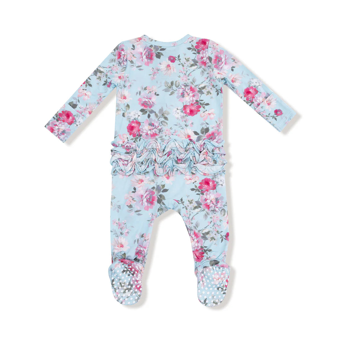 Angel Dear Zipper Ruffle Back Footie - Charlotte Floral - Back View