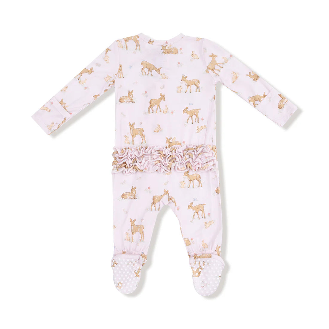 Angel Dear Zipper Ruffle Back Footie - Little Fawn Back View