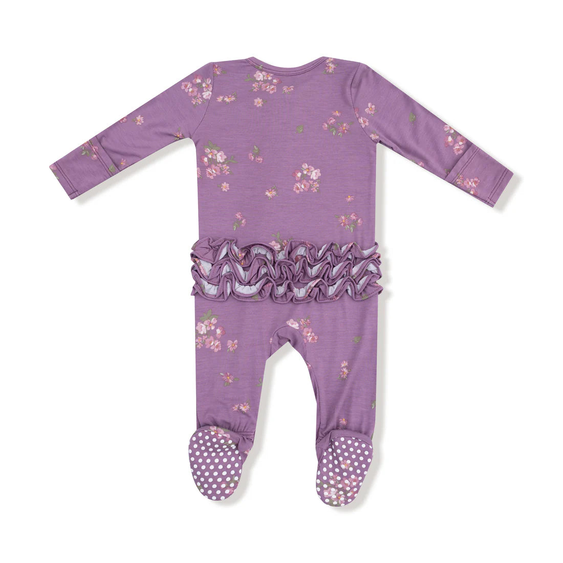 Angel Dear Zipper Ruffle Back Footie - Woodsorrel - Back View