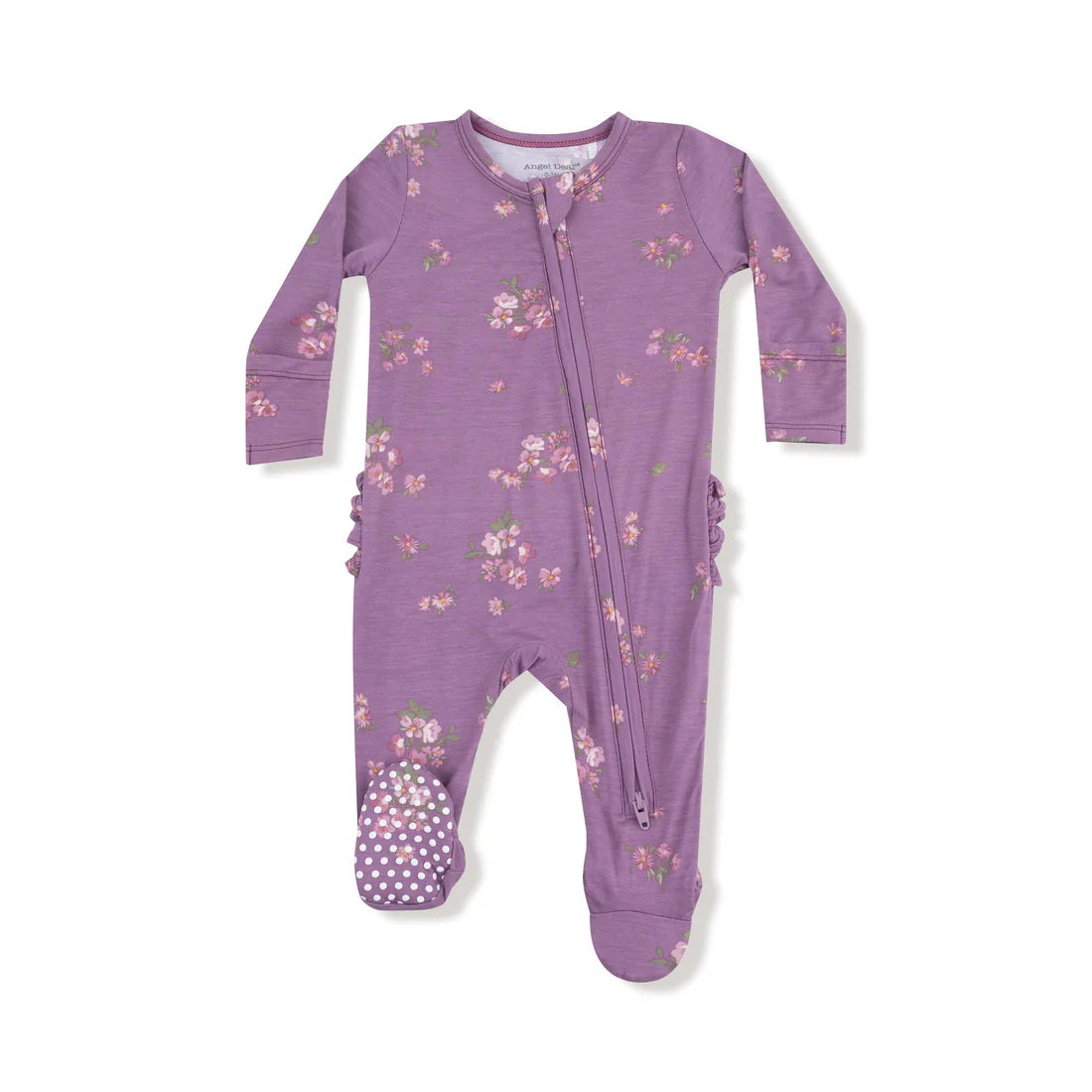Angel Dear Zipper Ruffle Back Footie - Woodsorrel