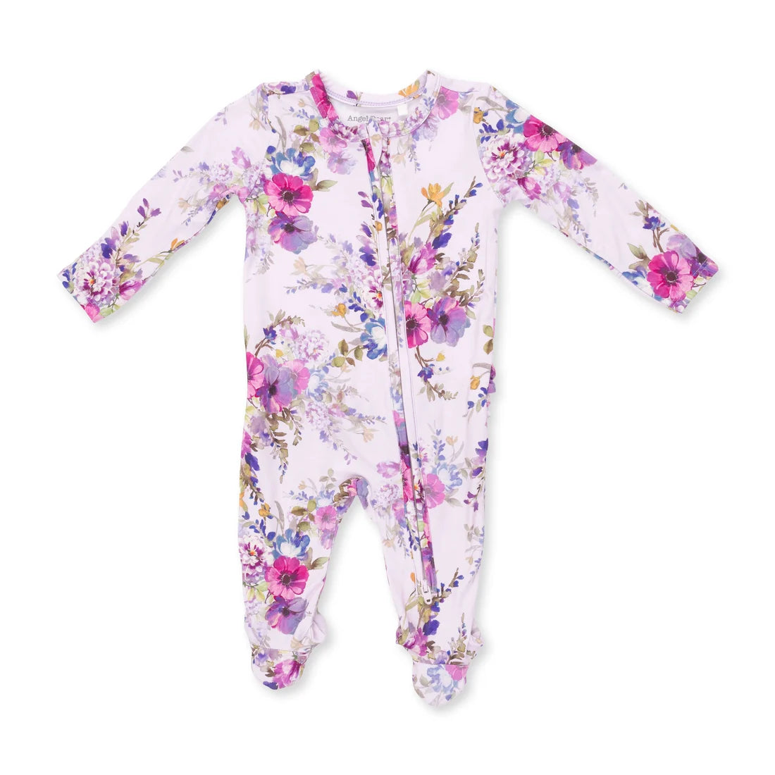 Angel Dear Zipper Ruffle Back Footie - Dahlia Floral