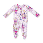 Angel Dear Zipper Ruffle Back Footie - Dahlia Floral