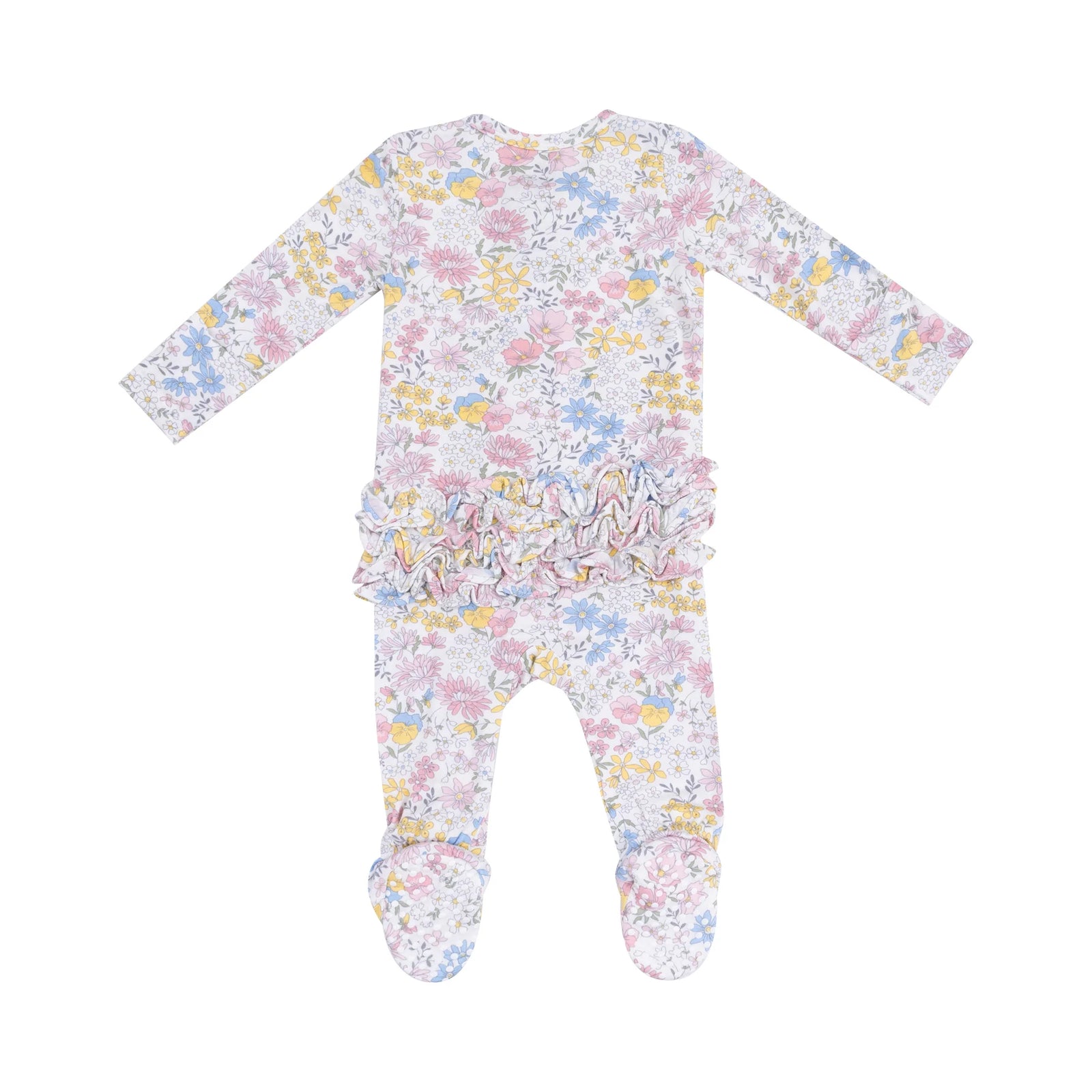 Angel Dear Zipper Ruffle Back Footie - Viola Floral