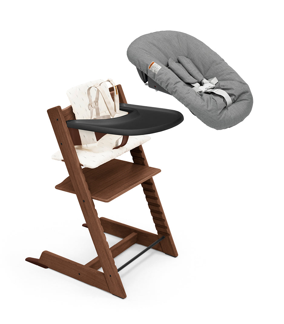 Oak Warm Brown/Wheat Cushion/Anthracite Newborn Set - Stokke Tripp Trapp® High Chair² Complete + Newborn Set Bundle