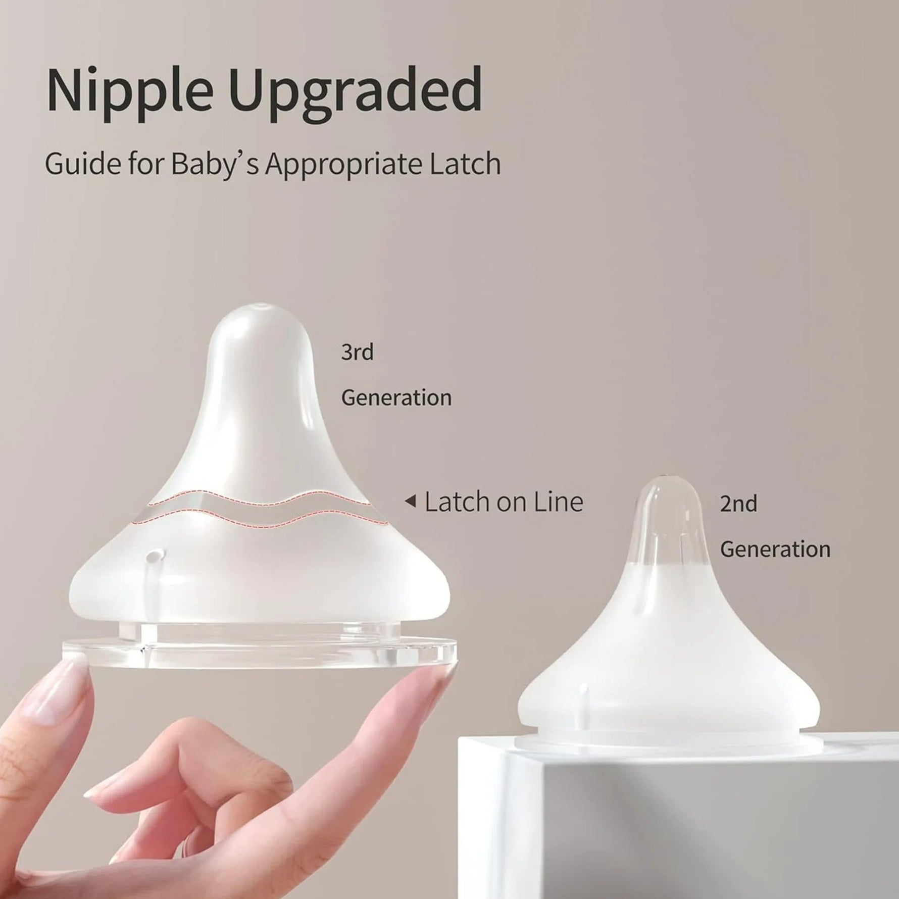 Pigeon Bottle Nipple 3 PK Upgraded Design 3rd Generation with Latch-On Line