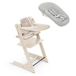 Vanilla White / Beige Cushion / Vanilla Tray + Newborn Grey - Stokke Tripp Trapp® High Chair² Complete + Newborn Set Bundle