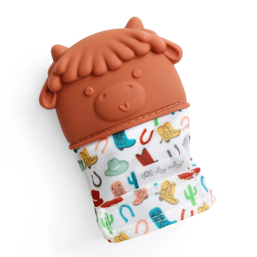Highland Cow - Itzy Ritzy Itzy Mitt Silicone Teething Mitt