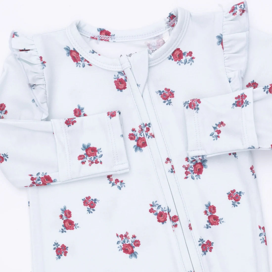 Angel Dear Zipper Ruffle Back Footie - Alyssa Floral - Print Detail