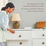 Little Seeds Briar 6-Drawer Nursery Dresser - Features Round Brushed Brass Knobs