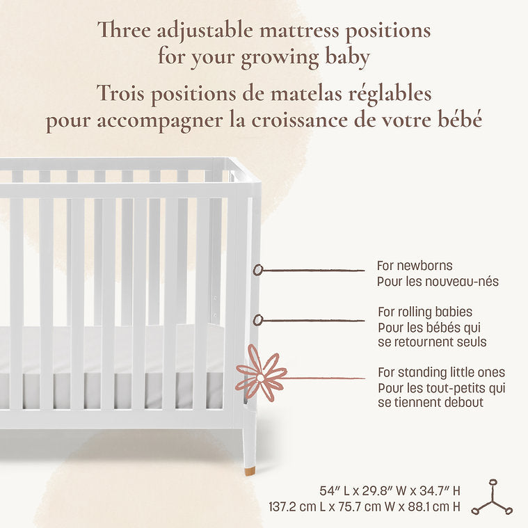 Little Seeds Aster 4-in-1 Convertible Crib 3 Adjustable Mattress Heights
