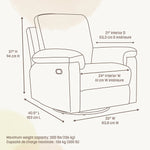 Little Seeds Bellamy Swivel Glider & Power Recliner - Oyster Boucle Dimensions