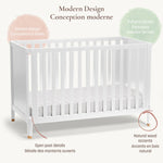 Little Seeds Aster 4-in-1 Convertible Crib Modern Slatted Design in white with natural wood accents