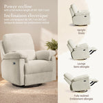 Little Seeds Bellamy Swivel Glider & Power Recliner - Oyster Boucle 3 Position Power Recline