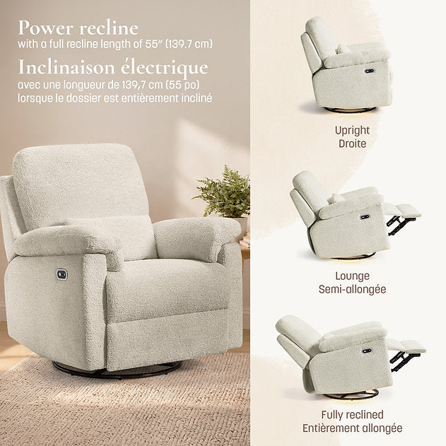 Little Seeds Bellamy Swivel Glider & Power Recliner - Oyster Boucle 3 Position Power Recline