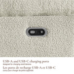 Little Seeds Bellamy Swivel Glider & Power Recliner - Oyster Boucle USB-A and USB-C charging Ports