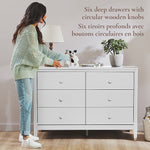 Little Seeds Aster 6-Drawer Nursery Dresser - 6 Drawer Changer Dresser with Wooden Knobs