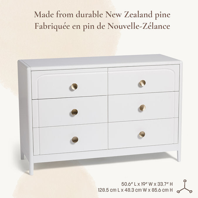 Little Seeds Briar 6-Drawer Nursery Dresser - Made from durable New Zealand Pine Wood