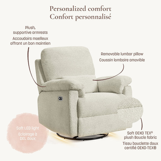 Little Seeds Bellamy Swivel Glider & Power Recliner - Oyster Boucle Comfort Features