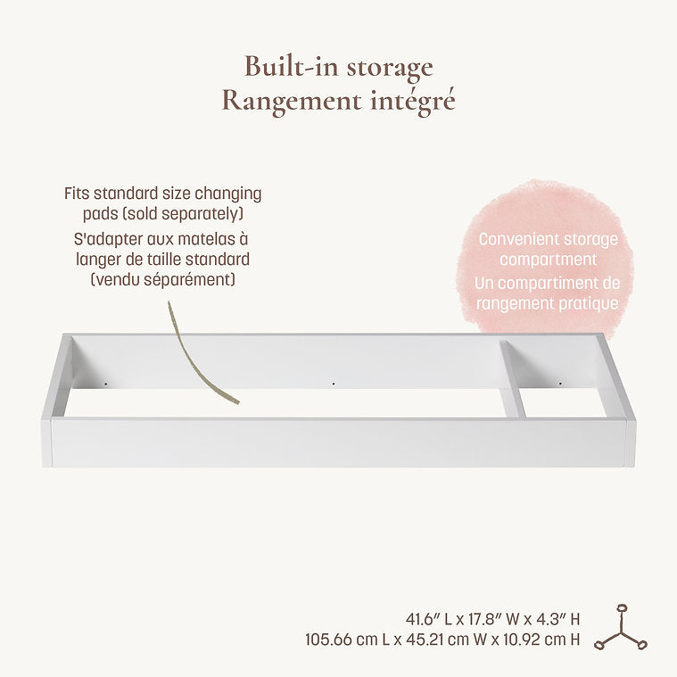 Little Seeds Double Dresser Topper Change Table Top - Laurel & Aster Collections - Fits Standard Change Pads/Changing Mats