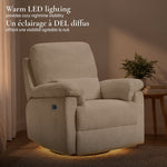 Little Seeds Bellamy Swivel Glider & Power Recliner - Oyster Boucle with Nightlight