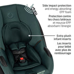 Maxi-Cosi Mico Luxe+ - Twillic Green Maxi-Cosi child car seat with side impact protection features highlighted
