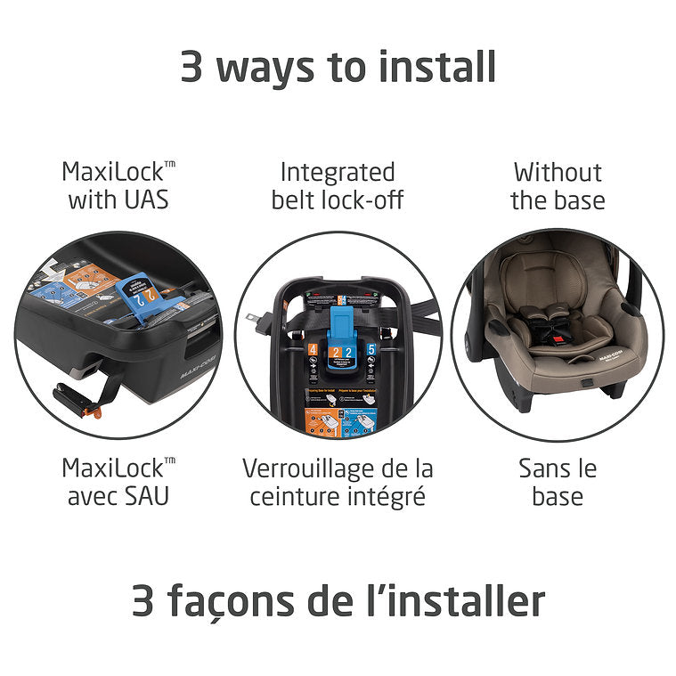 Maxi-Cosi Mico Luxe+ - Twillic Truffle 3 Ways to Install