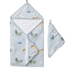 Loulou Lollipop Hooded Towel and Washcloth Set - Magical Dragons