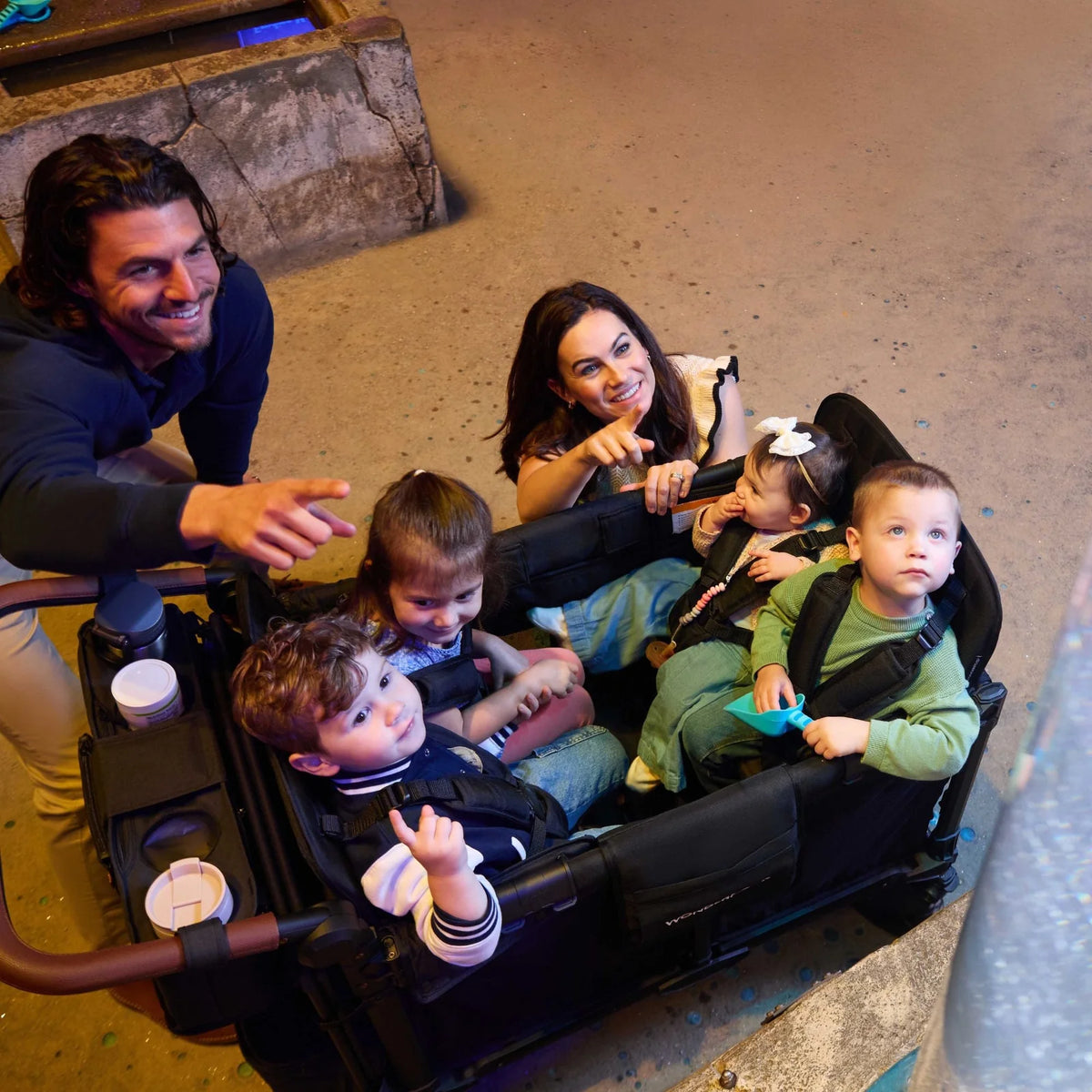WonderFold W4 Luxe PRO Quad Stroller Wagon - Jet Black Lifestyle 2