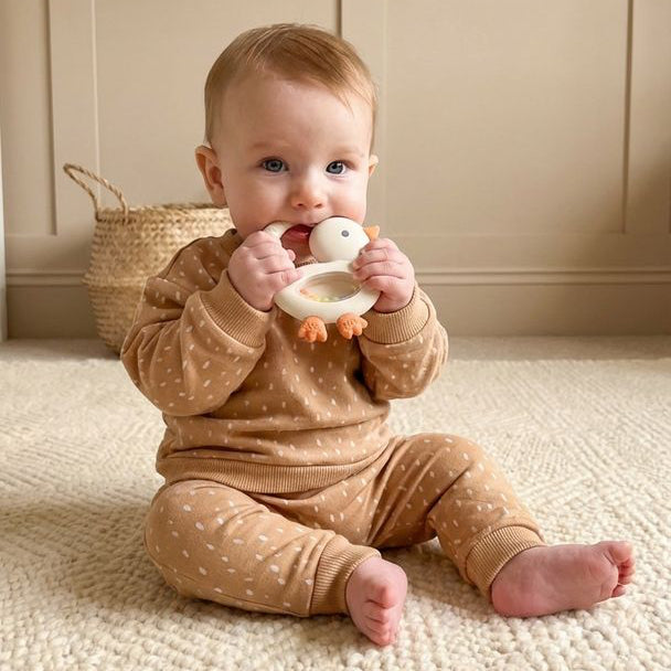 Itzy Ritzy Bitzy Shake™ Silicone Teether with Rattle - Goose Lifestyle 2