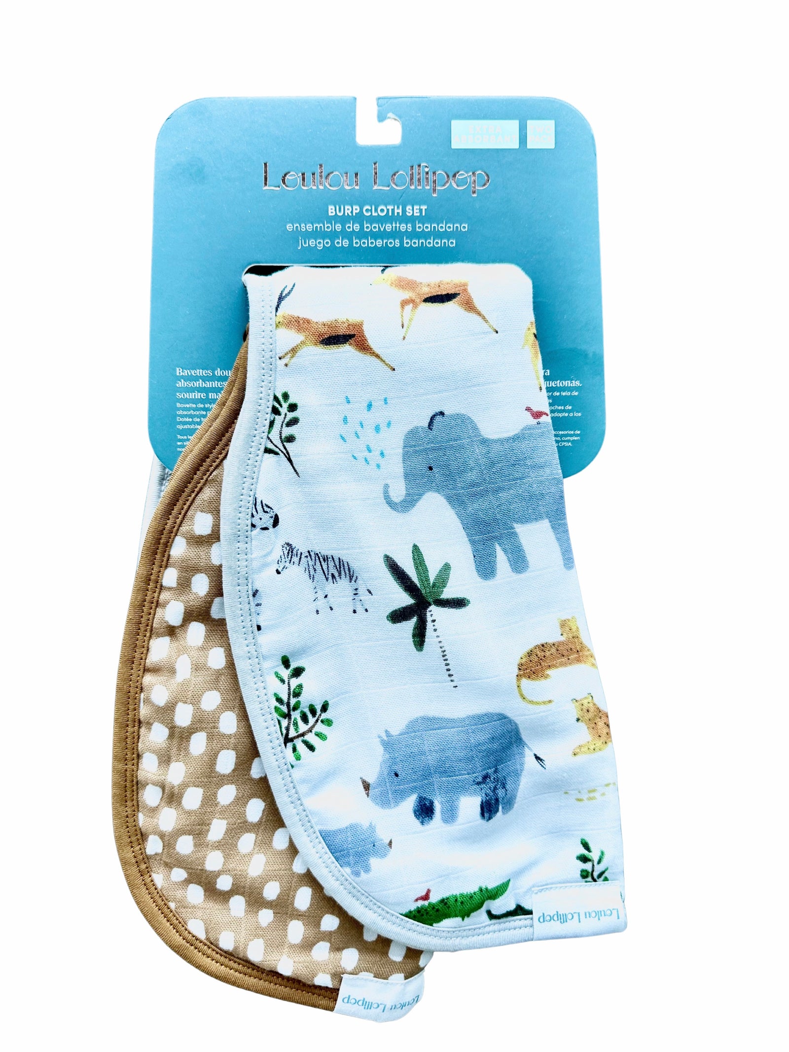 Loulou Lollipop Burp Cloth Set - Safari Jungle