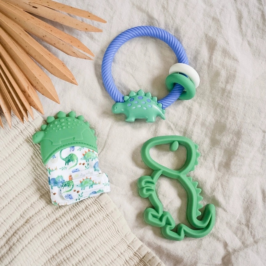 Dinosaur - Itzy Ritzy Itzy Mitt Silicone Teething Mitt Lifestyle
