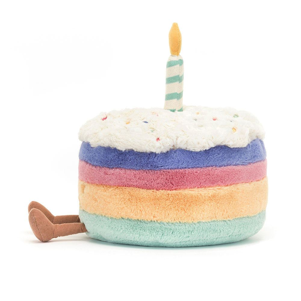 Side Profile - Jellycat Amuseables Rainbow Birthday Cake 