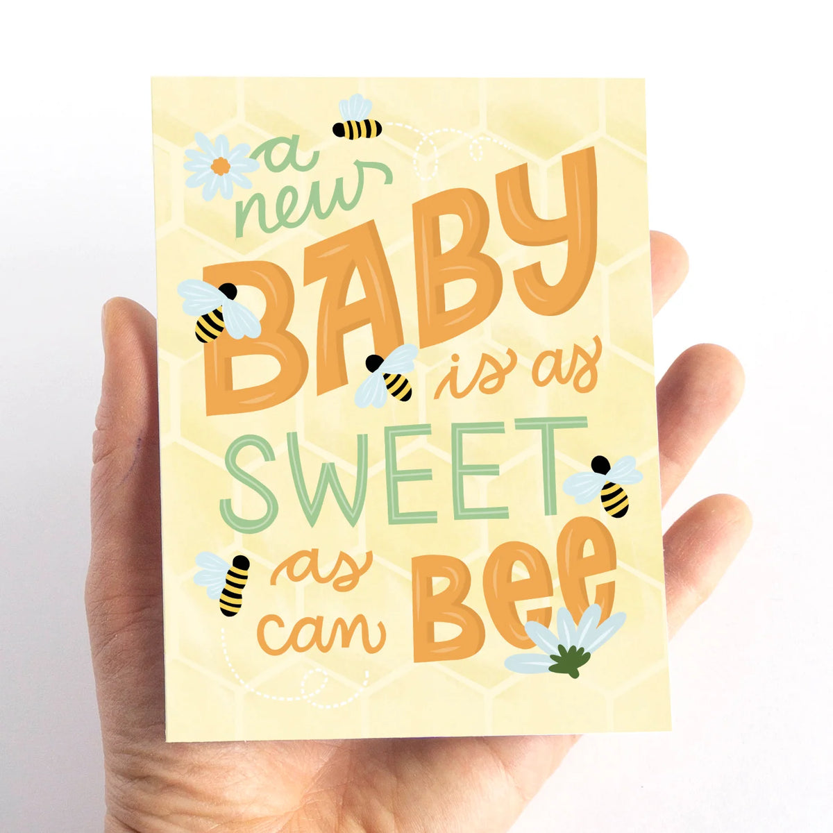 Pedaller Designs Greeting Card - New Baby Bumble Bee Lifestyle In Hand Size