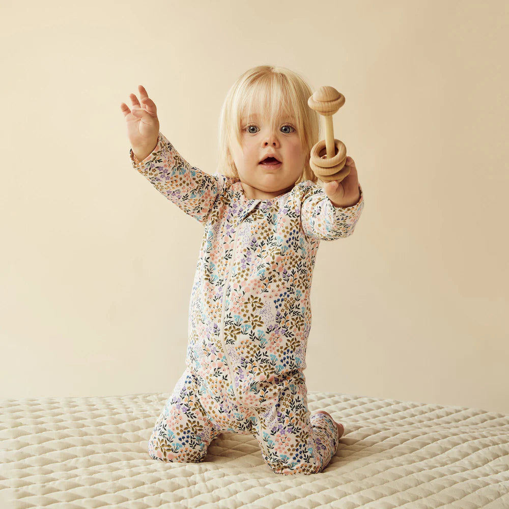 Wilson + Frenchy Organic Zipsuit with Feet - Tiny Bloom