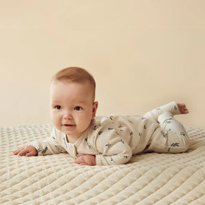 Wilson + Frenchy Organic Waffle Zipsuit with Feet - Little Olive - Lifestyle