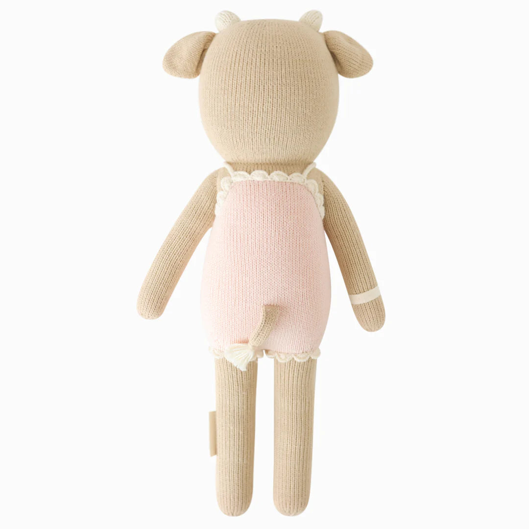 cuddle + kind Hand-Knit Doll - Ava the Cow (Powder Pink) Back View