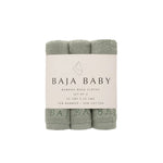 Sage Green - Baja Baby Bamboo Cotton Wash Cloths 3 PK