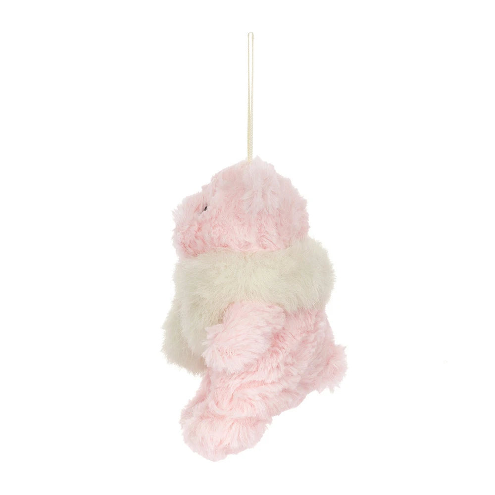 Jellycat Leola Bear Winter Warmer Decoration Holiday Tree Ornament - Side View