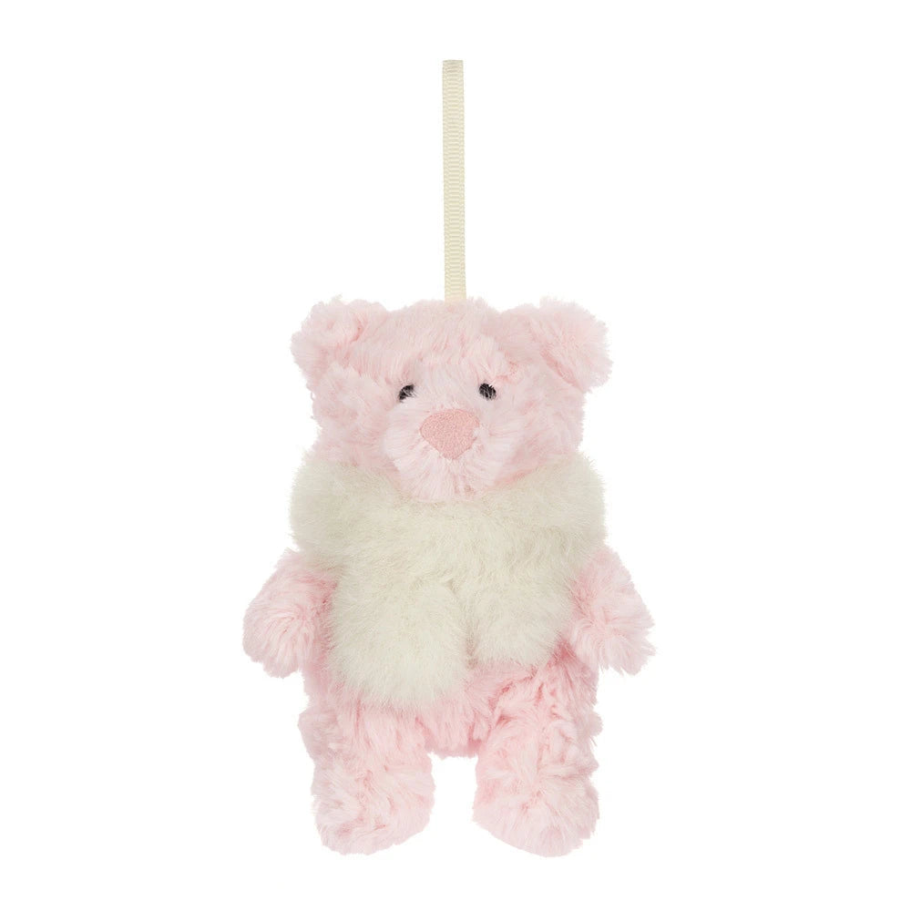 Jellycat Leola Bear Winter Warmer Decoration Holiday Tree Ornament - Front View