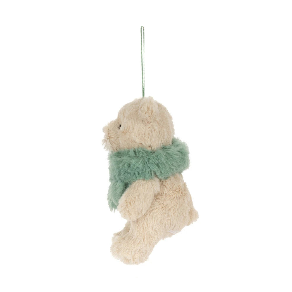 Bartholomew Bear Jr. Winter Warmer Decoration Holiday Christmas Tree Ornament - Side View