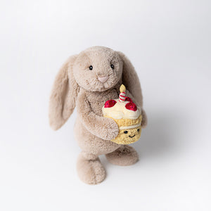 Jellycat Bashful Beige Bunny 'Birthday' Lifestyle