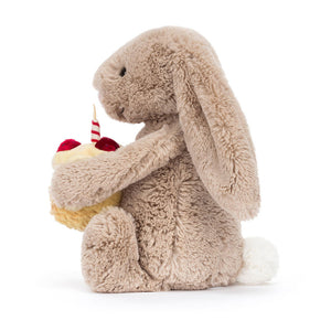 Jellycat Bashful Beige Bunny 'Birthday' - Side View