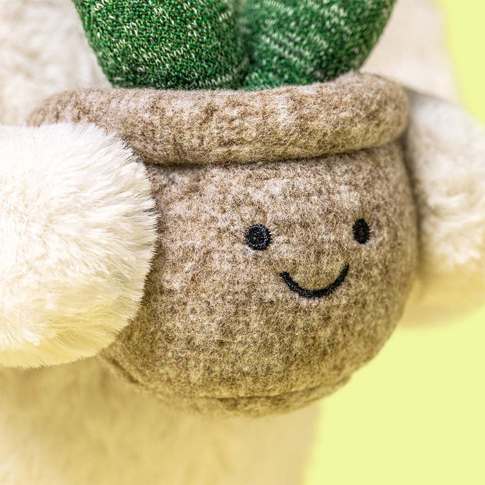 Jellycat Cream Bunny with Plant - Plant and Pot Detail